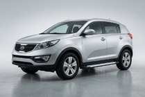 Kia Sportage 2010-2015 гг. Боковые Подножки Allmond Grey (2 шт., Алюминий) фото 1
