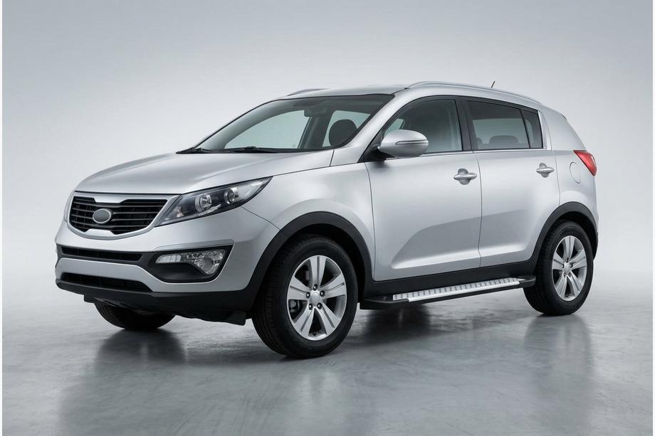 Kia Sportage 2010-2015 гг. Боковые Подножки Allmond Grey (2 шт., Алюминий) Image