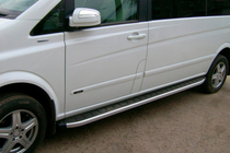 Mercedes Vito W639 2004-2014 гг. Боковые пороги Fullmond (2 шт., алюминий) фото 2