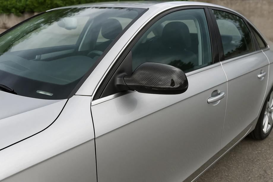 Audi A4 B8 2007-2015 гг. Накладки на Зеркала 2010-2015 (2шт, Натуральный Карбон) Image