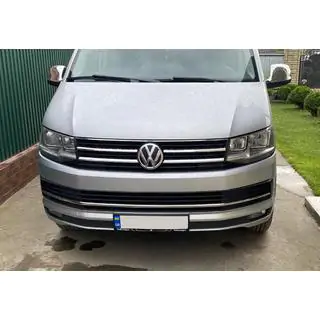 Накладки на решетку бампера 2015-2019 (3 шт, нержавейка) Volkswagen T6 2015-2024 гг. фото 2