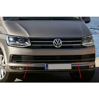 Накладки на решетку бампера 2015-2019 (3 шт, карбон) Volkswagen T6 2015-2024 гг. фото 1