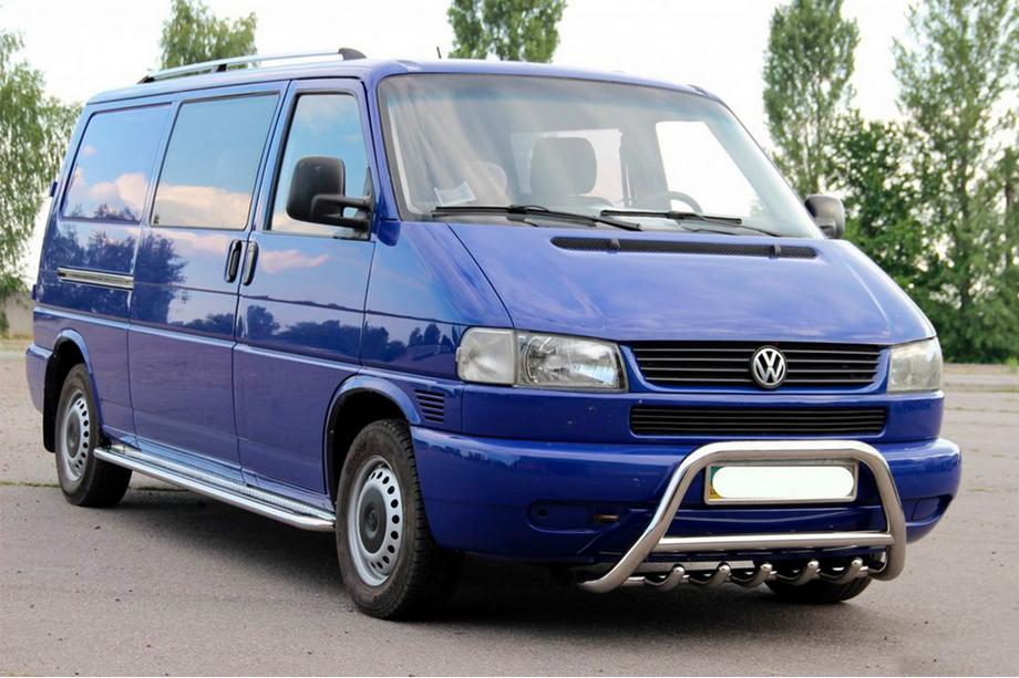 Volkswagen T4 Transporter 1990-2003 гг. Кенгурятник WT003 60мм Нержавейка 60мм, с надписью Фото 5