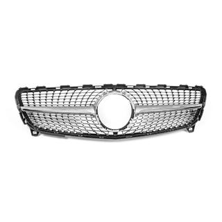 Передняя решетка Diamond Silver (2015-2018) Mercedes A-сlass W176 2012-2018 гг. фото 4