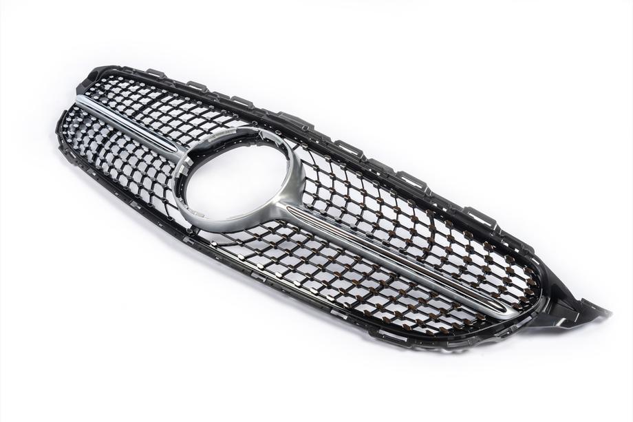 Mercedes C-class W205 2014-2021 гг. Передняя решетка Diamond Silver (для Avantgarde/AMG-Line/C43 AMG) Фото 9
