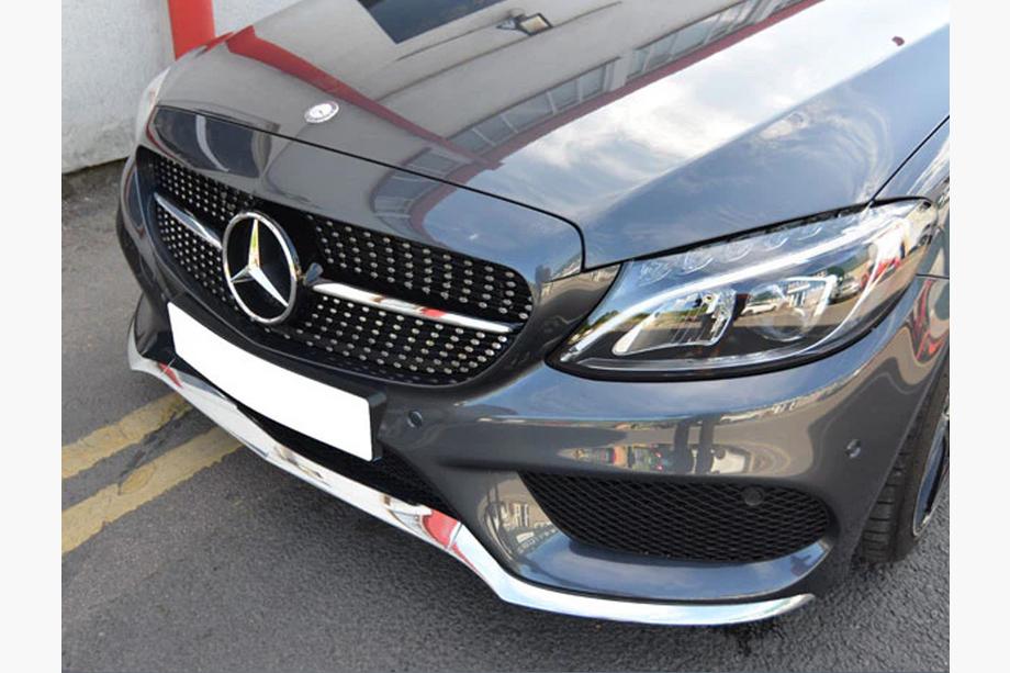 Mercedes C-class W205 2014-2021 гг. Передняя решетка Diamond Silver (для Avantgarde/AMG-Line/C43 AMG) Фото 16