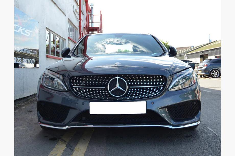 Mercedes C-class W205 2014-2021 гг. Передняя решетка Diamond Silver (для Avantgarde/AMG-Line/C43 AMG) Фото 19