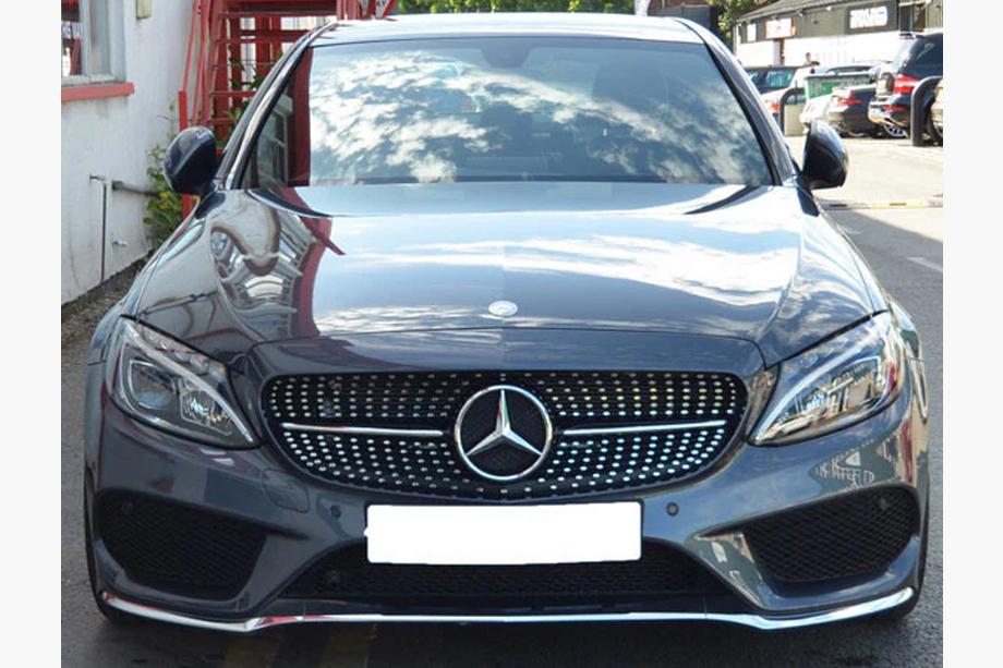Mercedes C-class W205 2014-2021 гг. Передняя решетка Diamond Silver (для Avantgarde/AMG-Line/C43 AMG) Фото 20