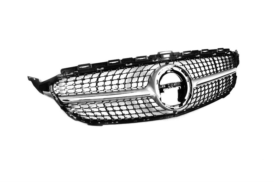 Mercedes C-class W205 2014-2021 гг. Передняя решетка Diamond Silver (для Avantgarde/AMG-Line/C43 AMG) Фото 15