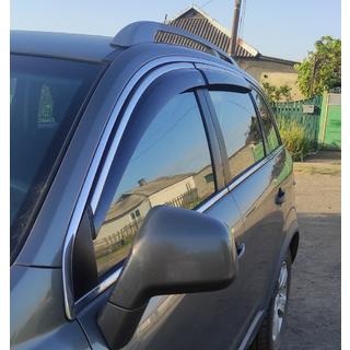 Ветровики с хромированным молдингом (4 шт, Niken) Chevrolet Captiva 2006-2019 гг. фото 4