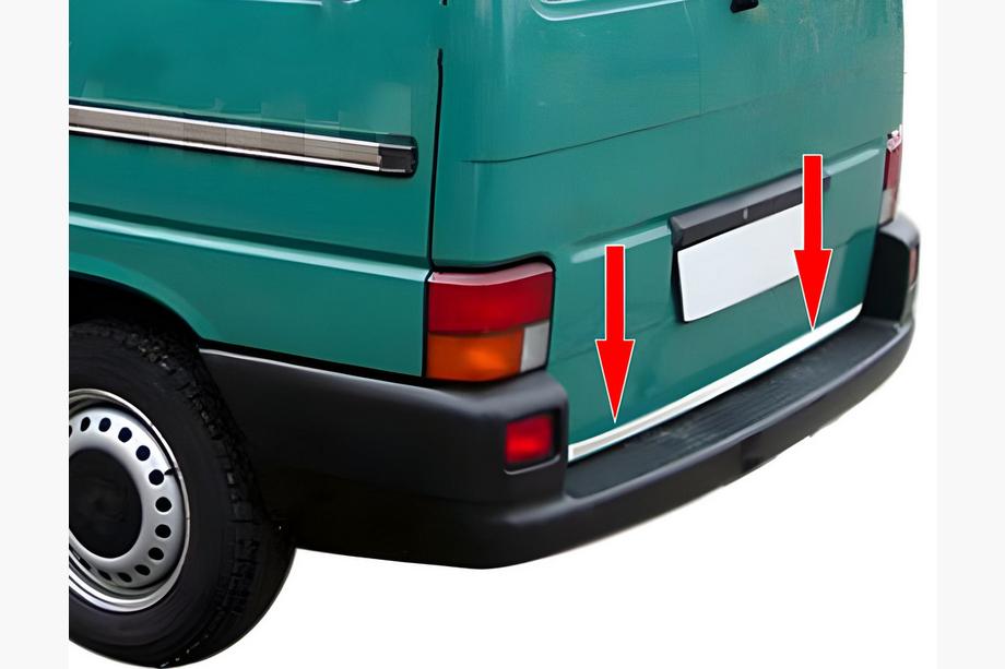 Volkswagen T4 Caravelle/Multivan 1990–2003 гг. Накладка на задний бампер нержавейка OmsaLine, Задняя дверь (ляда) - 1 дверь Image