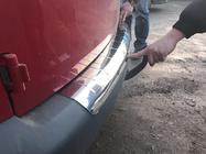 Volkswagen Caddy 2004-2010 гг. Накладка на задний бампер с большим загибом (Elite, нержавеющая сталь) фото 4
