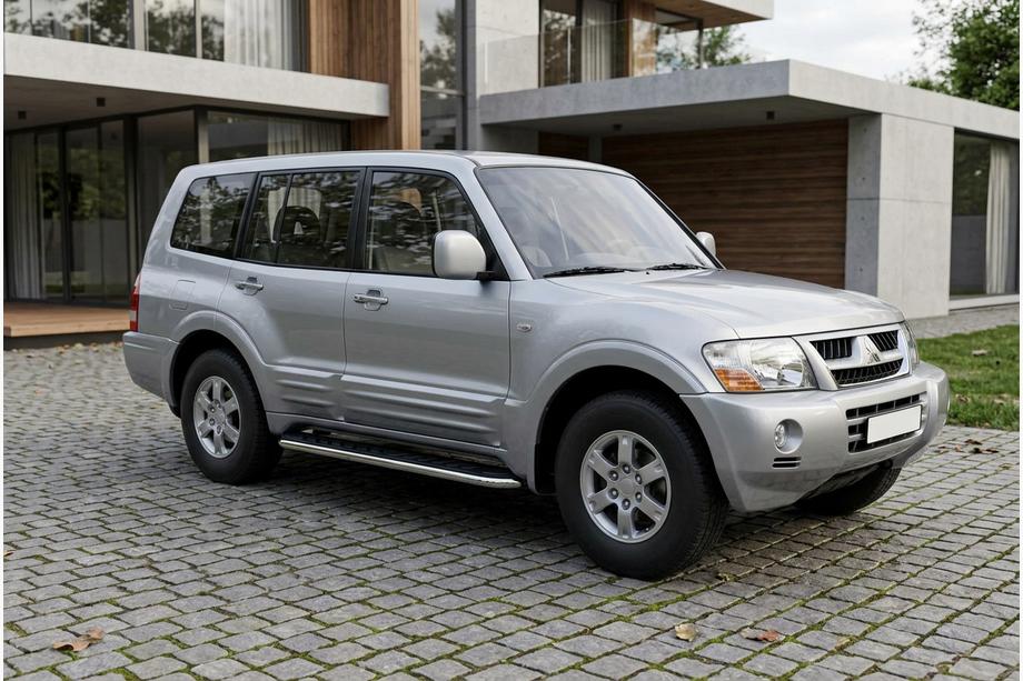 Mitsubishi Pajero Wagon III 1999-2006 гг. Боковые Подножки Maydos V1 (2 шт., Алюминий и Нержавейка) Image
