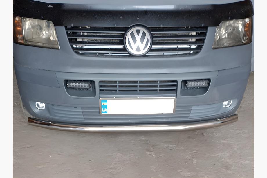 Volkswagen T5 Transporter 2003-2010 гг. Передняя одинарная защита (нержавейка) 60мм Image