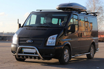 Ford Transit 2000–2014 гг. Защита переднего бампера WT003 (2006-2014, Нержавейка) фото 4