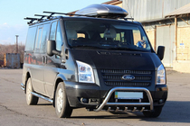Ford Transit 2000–2014 гг. Защита переднего бампера WT003 (2006-2014, Нержавейка) фото 2