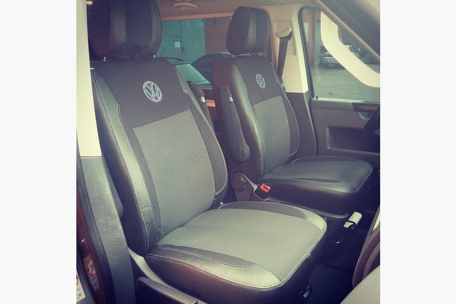 Volkswagen T5 Caravelle 2004-2010 гг. Авточехлы (Эко-кожа и Ткань, Premium) Полный салон и передние сиденья (1+1) Фото 7