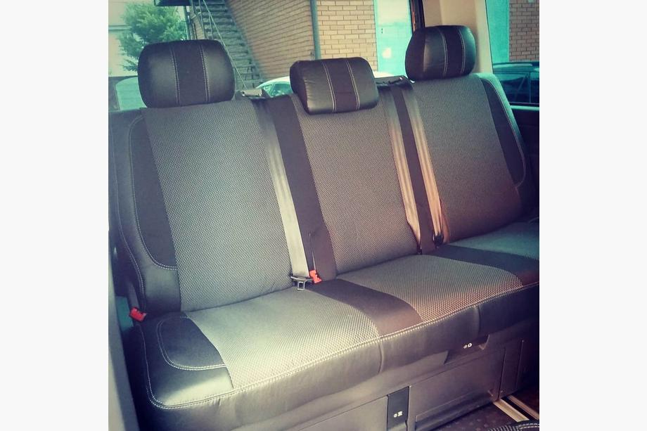 Volkswagen T5 Caravelle 2004-2010 гг. Авточехлы (Эко-кожа и Ткань, Premium) Полный салон и передние сиденья (1+1) Фото 5