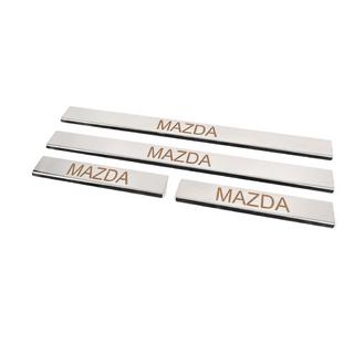 Накладки на пороги Carmos (4 шт, нержавейка) V-3 Mazda 6 2008-2012 гг. фото 2