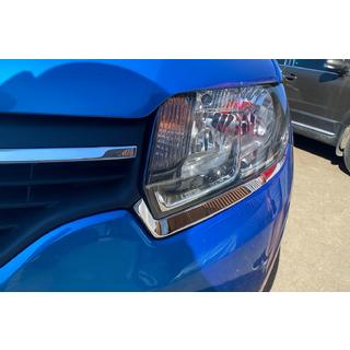 Накладки на Фары (2 шт., Нержавеющая Сталь) Dacia Logan MCV 2013-2020 гг. фото 1
