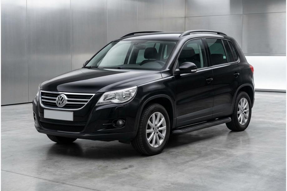 Volkswagen Tiguan 2007-2016 гг. Боковые Подножки Tayga Black (2 шт., Алюминий) Фото 1