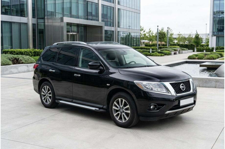 Nissan Pathfinder R52 2012-2021 гг. Боковые Подножки Allmond Grey (2 шт, Алюминий) Image