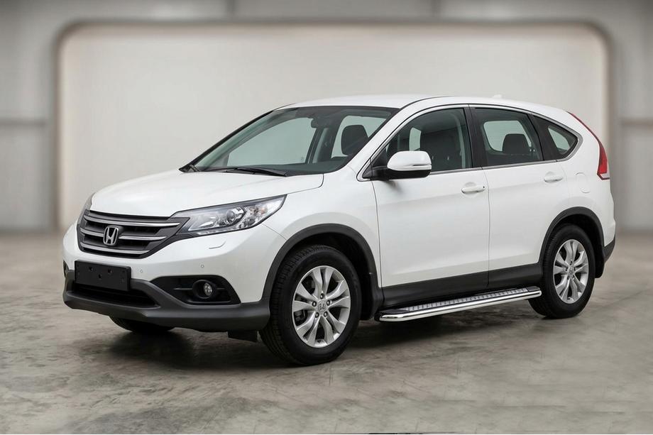 Honda CRV 2012-2016 гг. Боковые Подножки Maydos V2 (2 шт., Алюминий и Нержавейка) Image