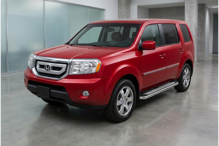 Honda Pilot 2008-2015 гг. Боковые Подножки Maydos V2 (2 шт., Алюминий и Нержавейка) Image