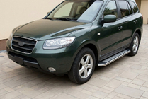 Hyundai Santa Fe 2 2006-2012 гг. Боковые Подножки Maydos V2 (2 шт., Алюминий и Нержавейка) фото 1