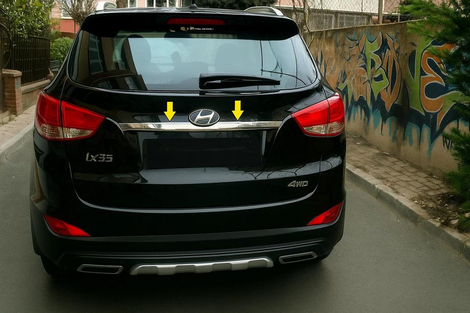 Hyundai IX-35 2010-2015 гг. Хромированная накладка над номером (широкая) Полированная Нержавеющая Сталь Фото 3