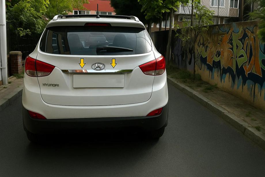 Hyundai IX-35 2010-2015 гг. Хромированная накладка над номером (широкая) Полированная Нержавеющая Сталь Фото 4