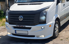 Volkswagen Crafter 2006-2016 гг. Накладка на передний бампер 2012↗ (Era прямой, под покраску) фото 5