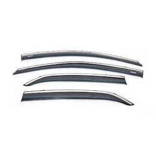 Ветровики с хромированным молдингом (4 шт, Niken) Toyota Corolla 2007-2013 гг. фото 2