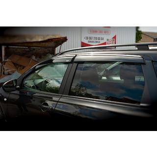 Ветровики с хромированным молдингом (4 шт, Niken) Nissan Qashqai 2010-2014 гг. фото 4