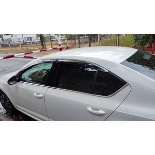 Ветровики с хромированным молдингом LiftBack (4 шт, Niken) Skoda Octavia III A7 2013-2019 гг. фото 1