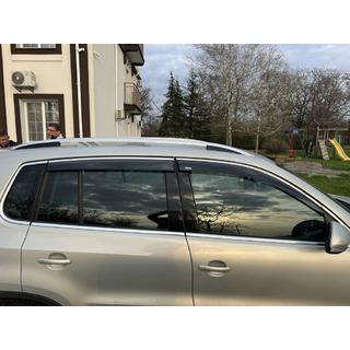 Ветровики с хромированным молдингом (4 шт, Niken) Volkswagen Tiguan 2007-2016 гг. фото 3
