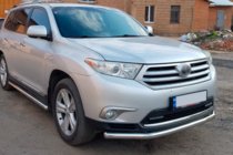 Toyota Highlander 2008-2013 гг. Передняя защита ST008 (2010-2013, нержавейка) фото 3