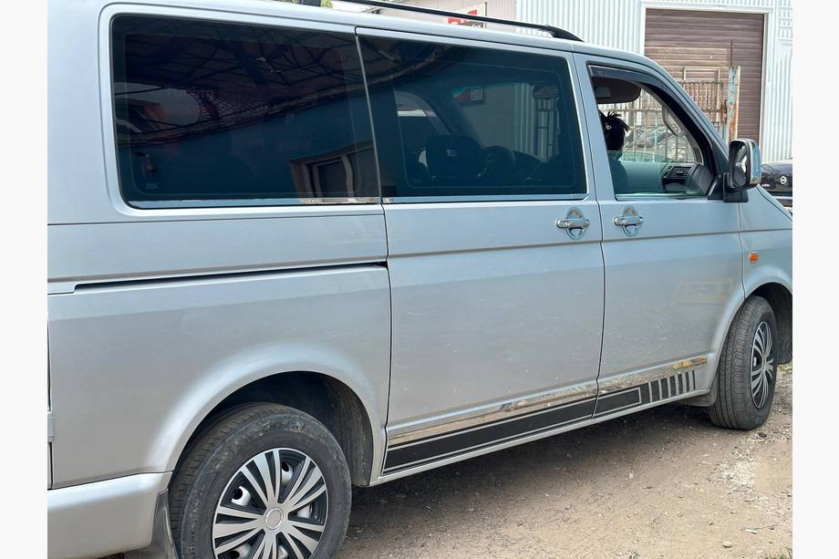 Volkswagen T5 Caravelle 2004-2010 гг. Нижние молдинги окон (6 частей, нержавейка) Короткая База Фото 10