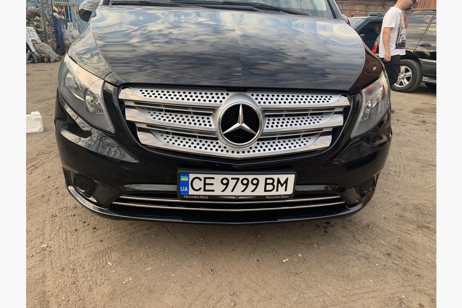 Mercedes Vito/V-class W447 2014- гг. Накладки на решетку радиатора 2014-2020 (5 шт, BlackChrome) Фото 5