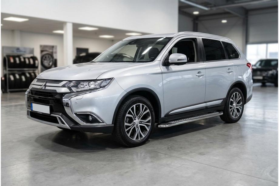 Mitsubishi Outlander 2012-2021 гг. Боковые Подножки Maydos V2 (2 шт., Алюминий и Нержавейка) Фото 1