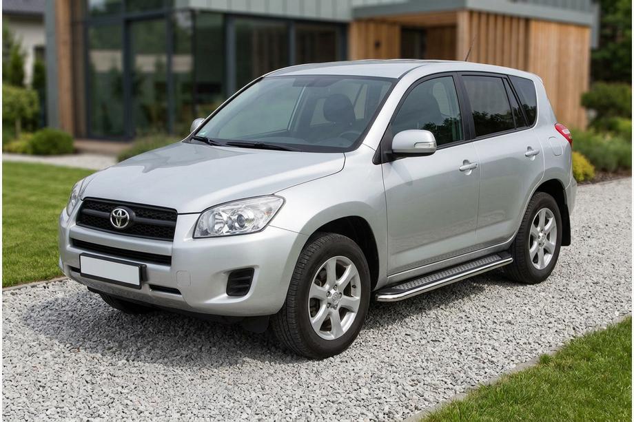 Toyota Rav 4 2006-2013 гг. Боковые Подножки Maydos V2 (2 шт., Алюминий и Нержавейка) Image