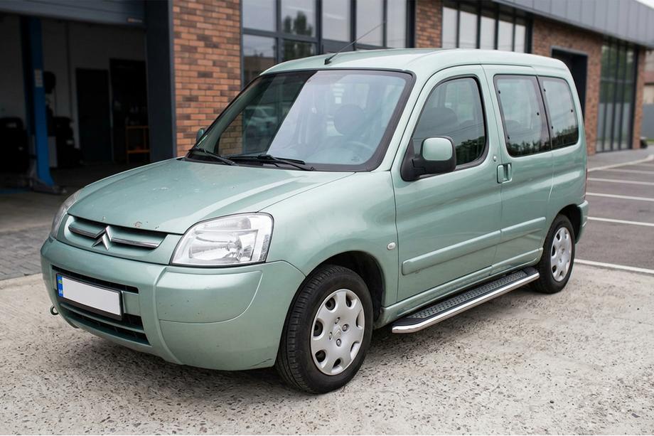Citroen Berlingo 1996-2008 гг. Боковые Подножки Maydos V2 (2 шт., Алюминий и Нержавейка) Image