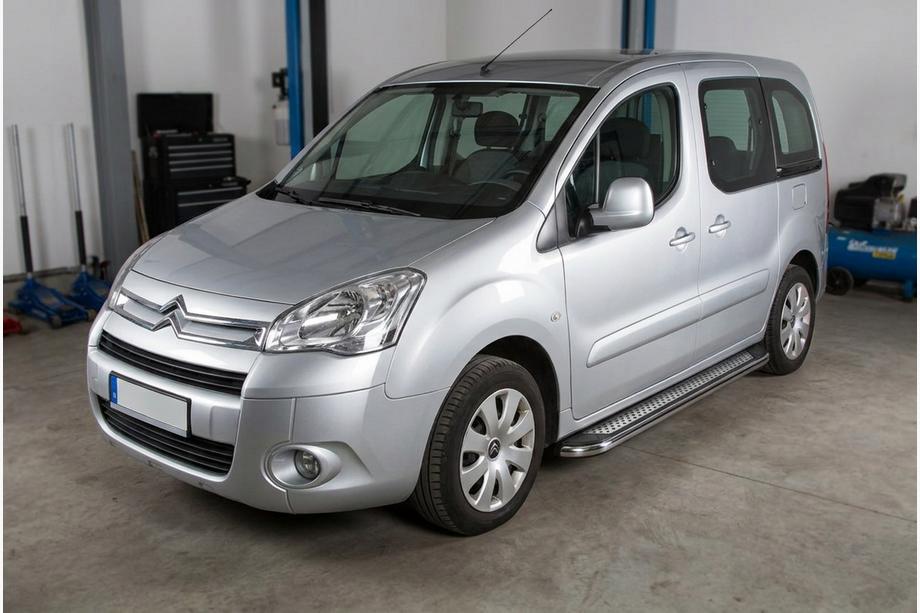 Citroen Berlingo 2008-2018 гг. Боковые Подножки Maydos V2 (2 шт., Алюминий и Нержавейка) Image