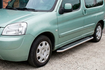 Peugeot Partner 1996-2008 гг. Боковые Подножки Maydos V2 (2 шт., Алюминий и Нержавейка) фото 1