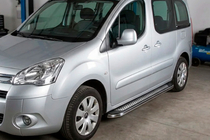 Peugeot Partner Tepee 2008-2018 гг. Боковые Подножки Maydos V2 (2 шт., Алюминий и Нержавейка) фото 1