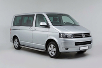 Volkswagen T5 2010-2015 гг. Боковые Подножки Maydos V2 (2 шт., Алюминий и Нержавейка) Только для короткой базы фото 1