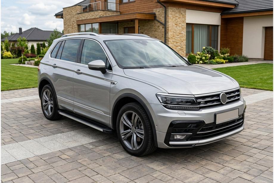 Volkswagen Tiguan 2016-2023 гг. Боковые Подножки Maya V1 (2 шт., Алюминий) Image