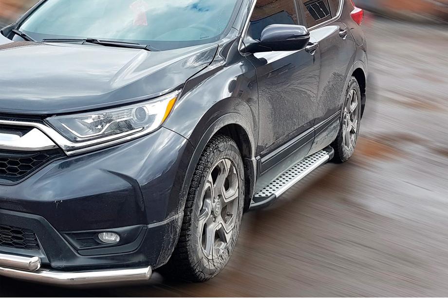 Honda CRV 2017-2022 гг. Боковые Подножки Allmond Grey (2 шт., Алюминий) Image