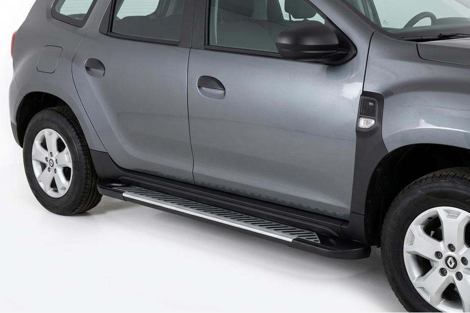 Renault Duster 2018-2024 гг. Боковые Подножки Line (2 шт., Алюминий) Image