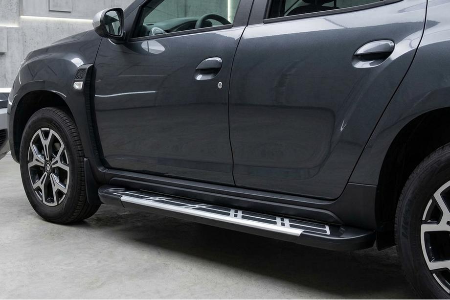 Renault Duster 2018-2024 гг. Боковые Подножки Sunrise (2 шт., Алюминий) Image